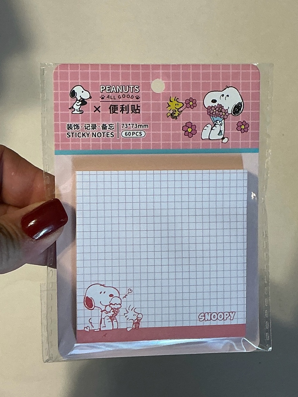 Peanuts Blue Polka Dot Sticky Notes - 60 PCS